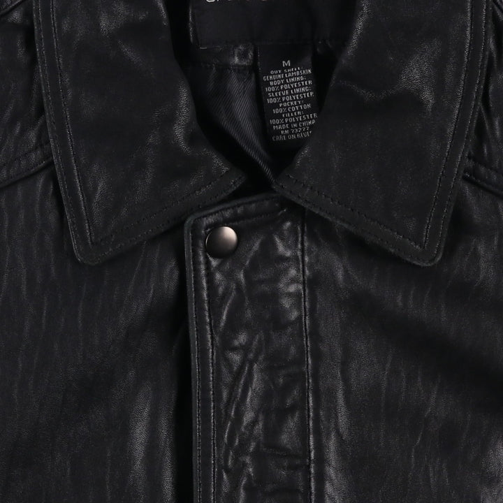 90'S - Vintage CROFT and BARROW Leather Blouson, Men's Size M Genuine Leather Lambskin black type Vintage Second Hand