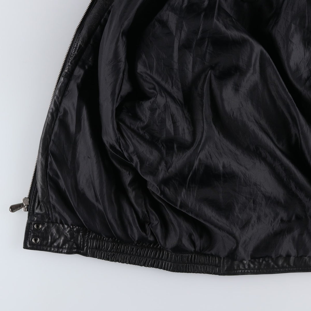 90'S - Vintage CROFT and BARROW Leather Blouson, Men's Size M Genuine Leather Lambskin black type Vintage Second Hand