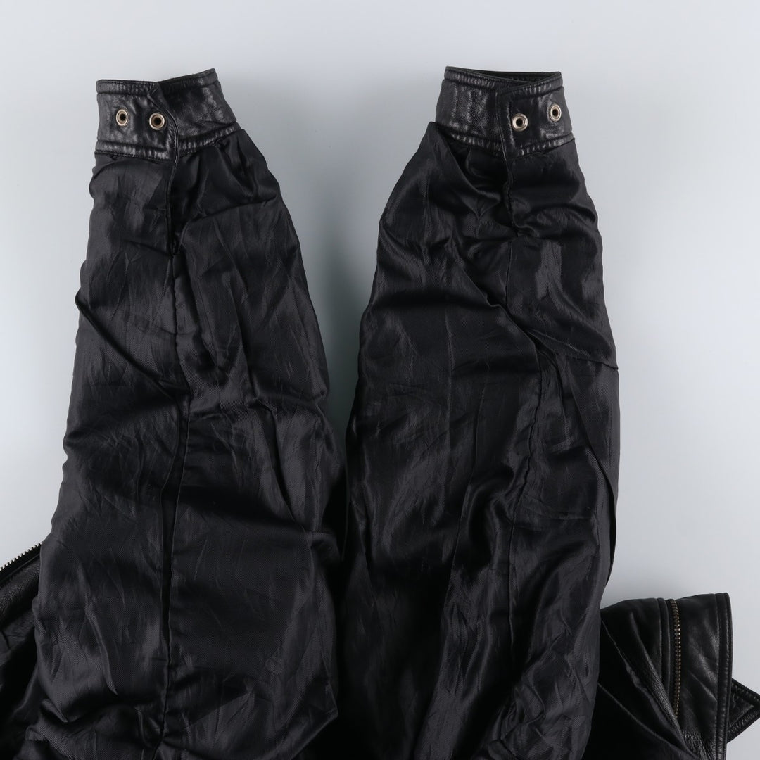 90'S - Vintage CROFT and BARROW Leather Blouson, Men's Size M Genuine Leather Lambskin black type Vintage Second Hand