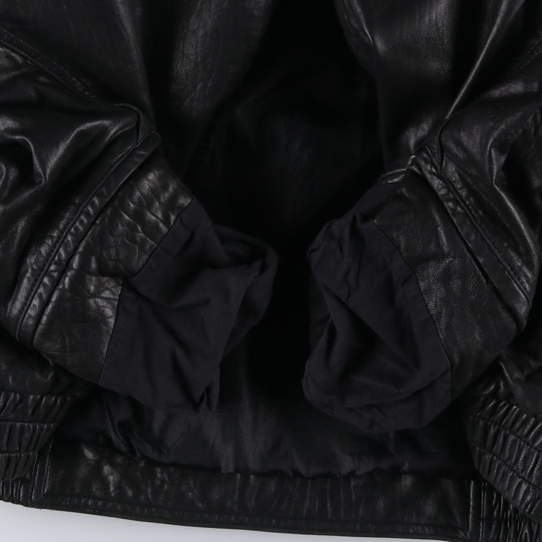 90'S - Vintage CROFT and BARROW Leather Blouson, Men's Size M Genuine Leather Lambskin black type Vintage Second Hand