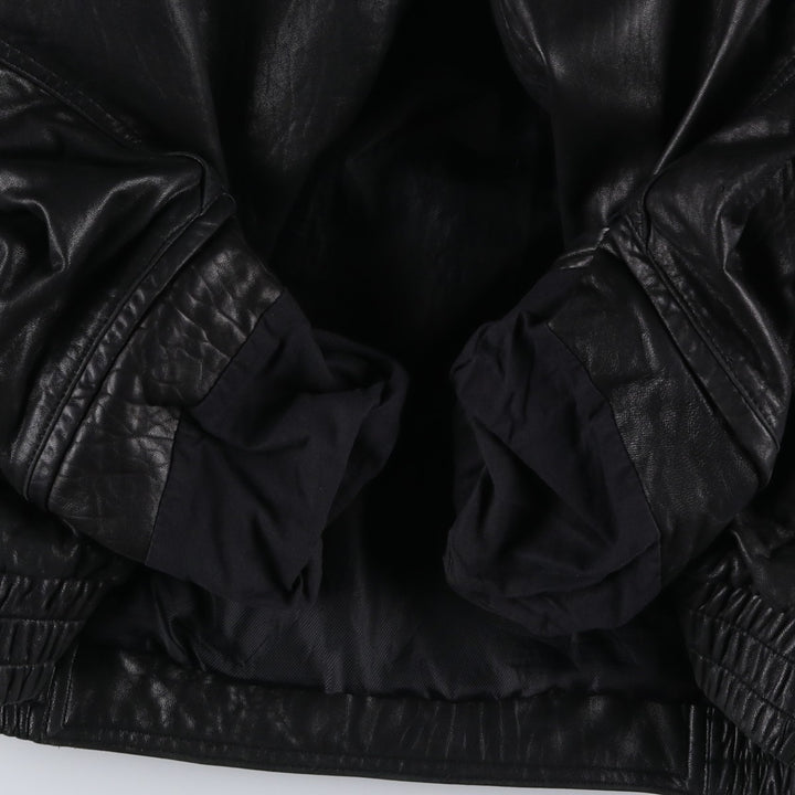 90'S - Vintage CROFT and BARROW Leather Blouson, Men's Size M Genuine Leather Lambskin black type Vintage Second Hand
