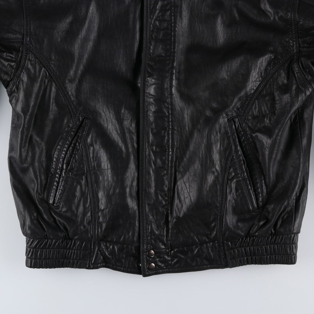 90'S - Vintage CROFT and BARROW Leather Blouson, Men's Size M Genuine Leather Lambskin black type Vintage Second Hand