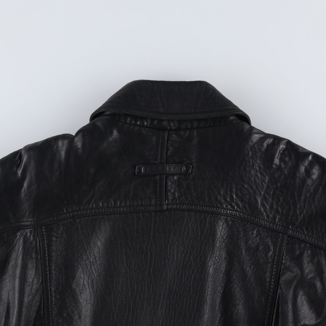 90'S - Vintage CROFT and BARROW Leather Blouson, Men's Size M Genuine Leather Lambskin black type Vintage Second Hand