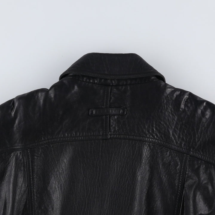 90'S - Vintage CROFT and BARROW Leather Blouson, Men's Size M Genuine Leather Lambskin black type Vintage Second Hand