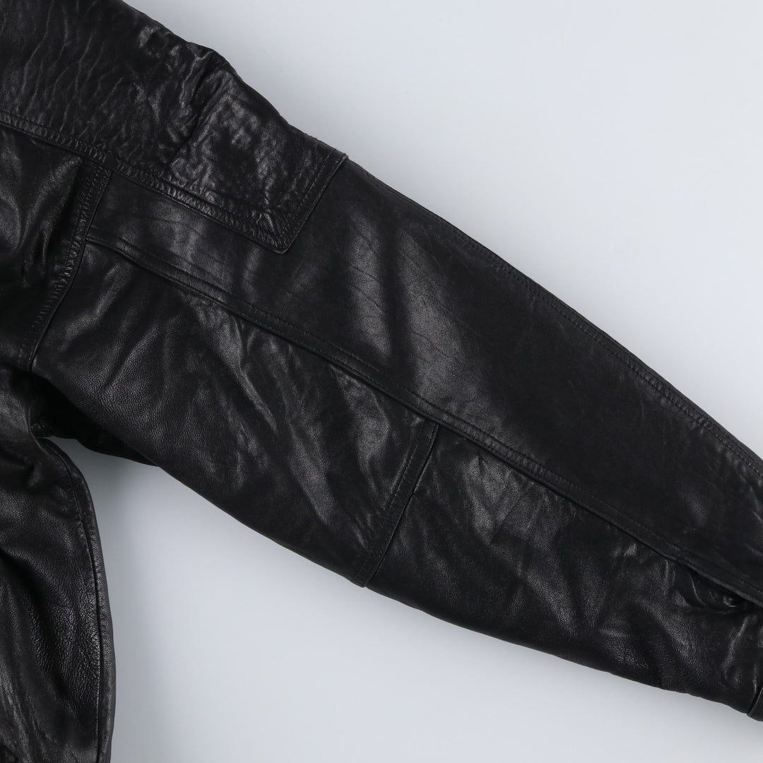 90'S - Vintage CROFT and BARROW Leather Blouson, Men's Size M Genuine Leather Lambskin black type Vintage Second Hand