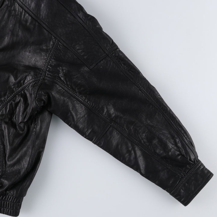 90'S - Vintage CROFT and BARROW Leather Blouson, Men's Size M Genuine Leather Lambskin black type Vintage Second Hand