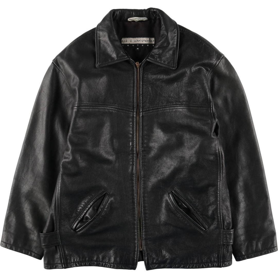 BOD and CHRISTENSEN Leather Sports Jacket, Made in Canada, Men's Size M (approx.) genuine leather black type Vintage Second Hand