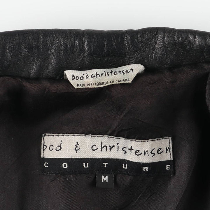 BOD and CHRISTENSEN Leather Sports Jacket, Made in Canada, Men's Size M (approx.) genuine leather black type Vintage Second Hand