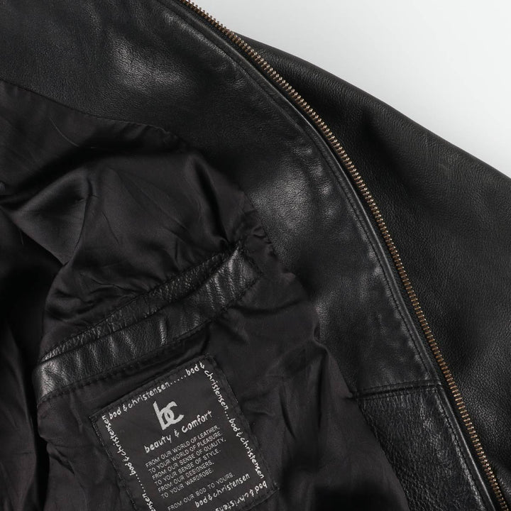 BOD and CHRISTENSEN Leather Sports Jacket, Made in Canada, Men's Size M (approx.) genuine leather black type Vintage Second Hand