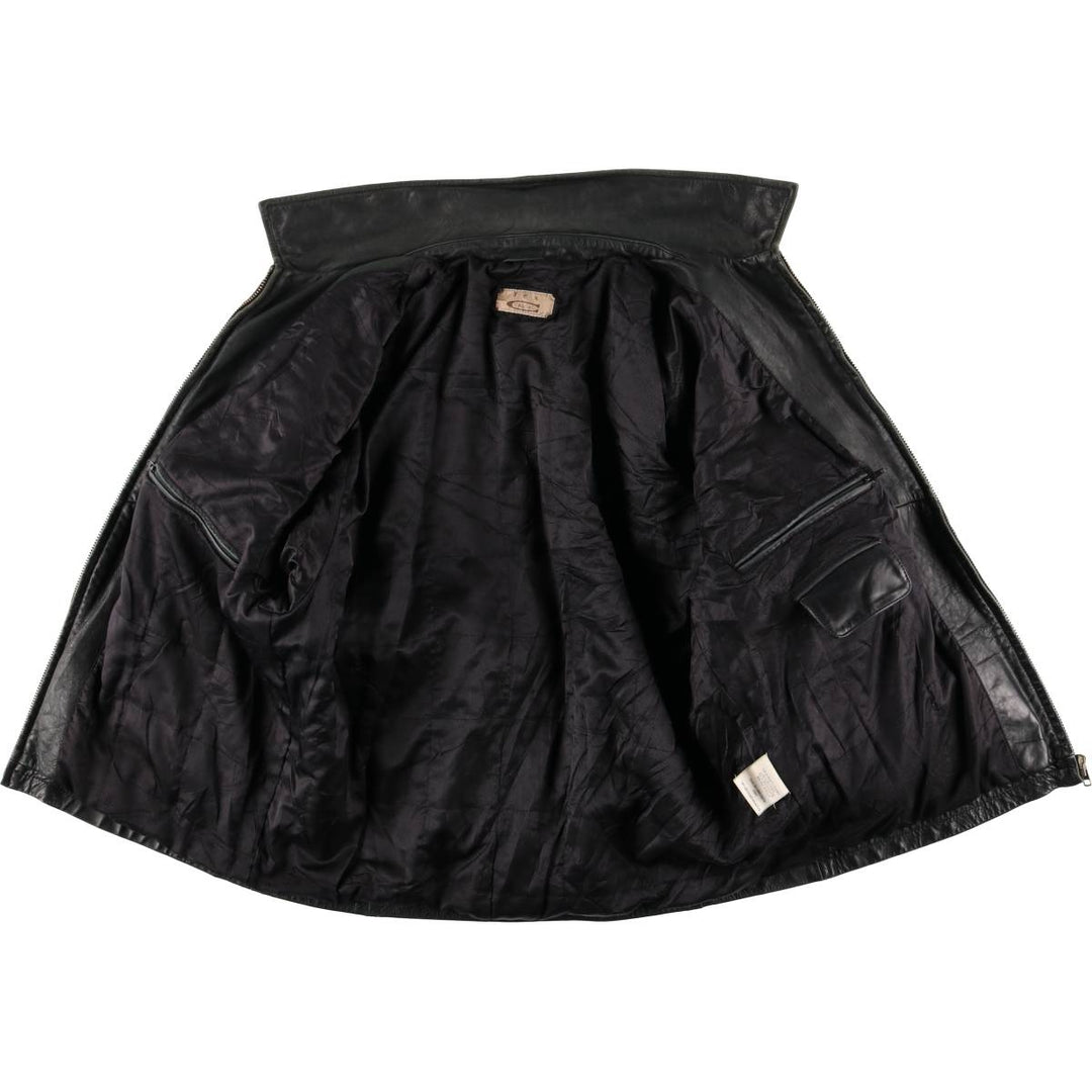 TEX CASUAL Swing Top Type Leather Blouson, Men's Size L (approx.) genuine leather black type Vintage Second Hand