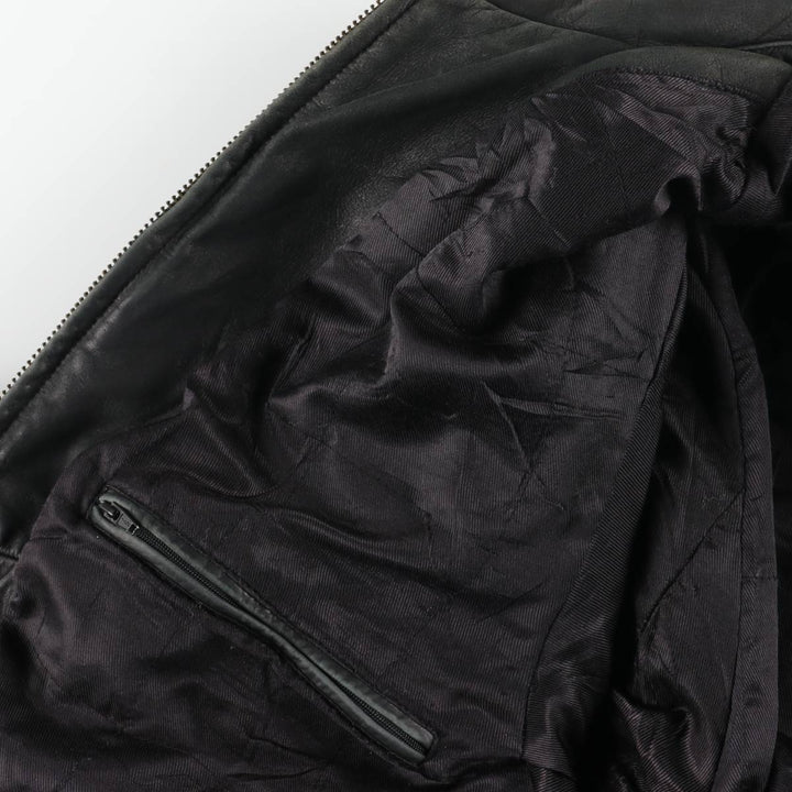 TEX CASUAL Swing Top Type Leather Blouson, Men's Size L (approx.) genuine leather black type Vintage Second Hand