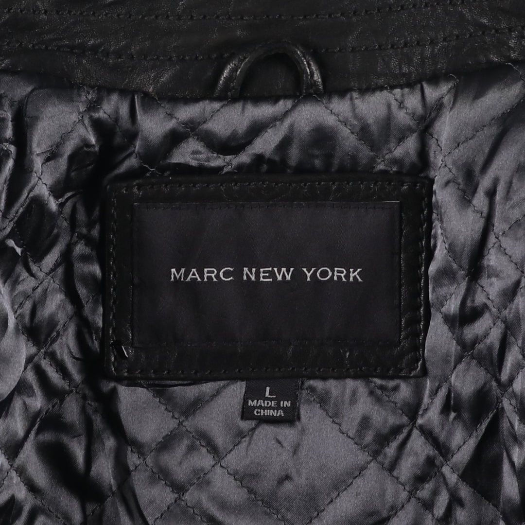 MARC NEW YORK padded leather jacket, men's size L Genuine Leather Lambskin black type Vintage Second Hand