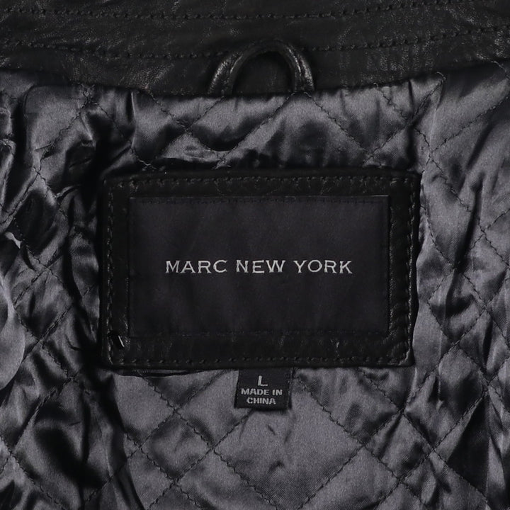 MARC NEW YORK padded leather jacket, men's size L Genuine Leather Lambskin black type Vintage Second Hand