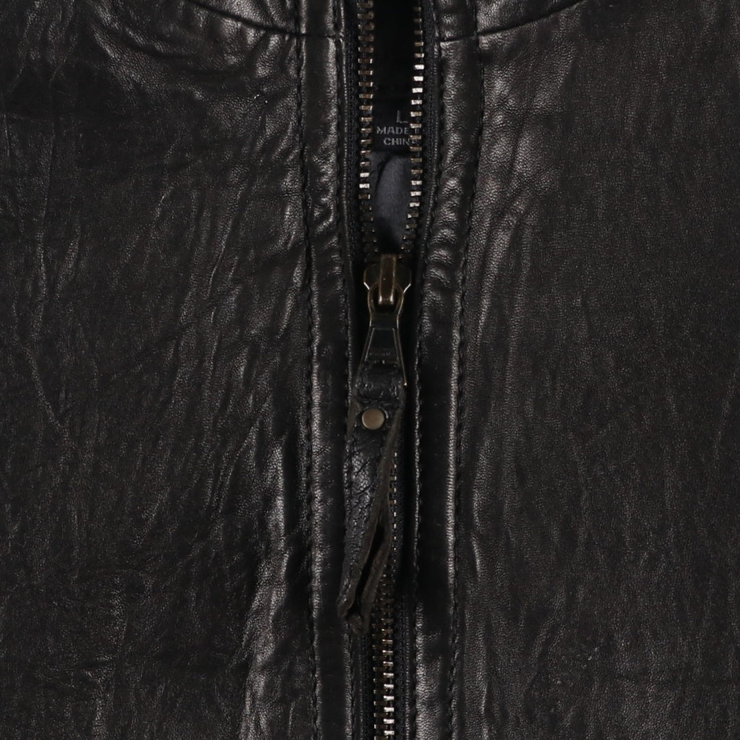 MARC NEW YORK padded leather jacket, men's size L Genuine Leather Lambskin black type Vintage Second Hand