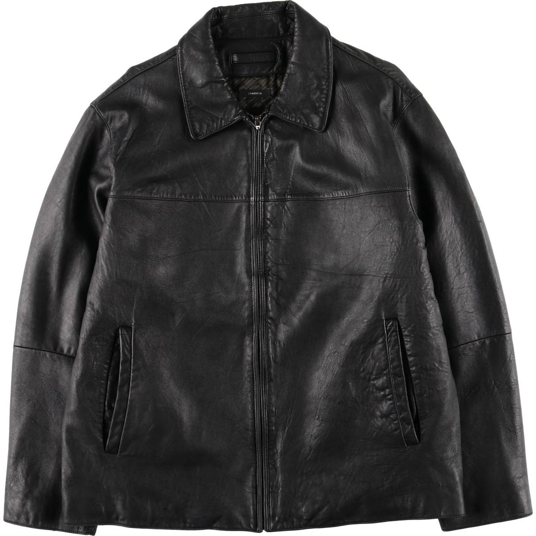 Liz Claiborne Swing Top Type Padded Leather Blouson, Men's XL Equivalent Genuine Leather Lambskin black type Vintage Second Hand