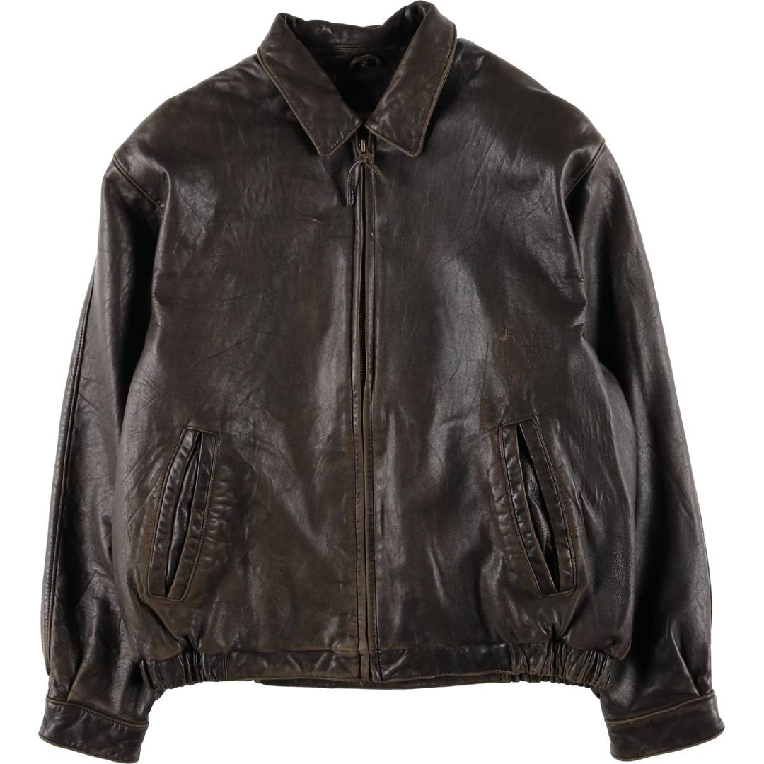 COUTURE Swing Top Type Leather Blouson, Men's Size L (approx.) genuine leather brown type Vintage Second Hand