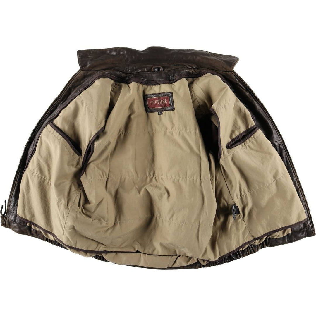 COUTURE Swing Top Type Leather Blouson, Men's Size L (approx.) genuine leather brown type Vintage Second Hand