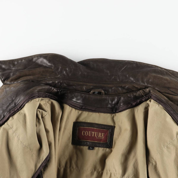 COUTURE Swing Top Type Leather Blouson, Men's Size L (approx.) genuine leather brown type Vintage Second Hand