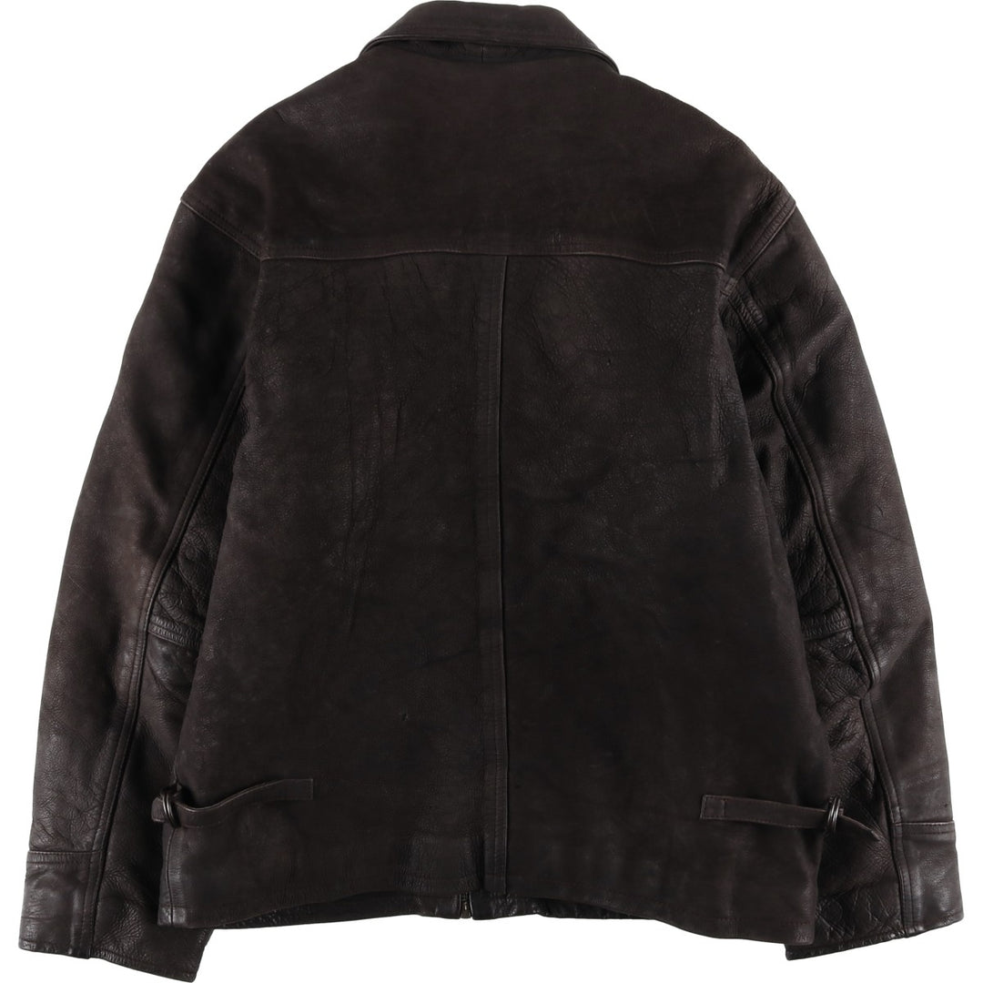 MIRAGE Leather Sports Jacket, Men's Size L (Equivalent), Padded genuine leather brown type Vintage Second Hand