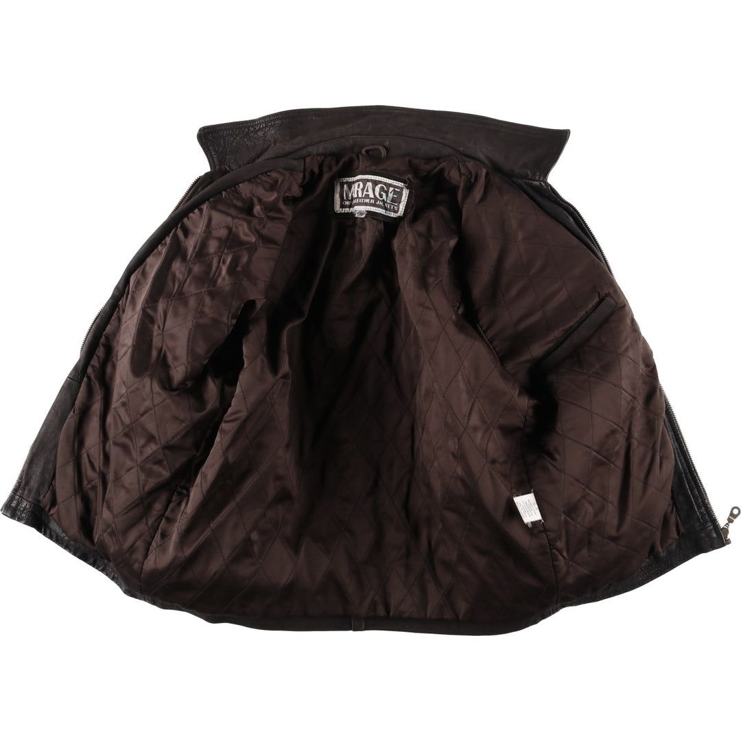 MIRAGE Leather Sports Jacket, Men's Size L (Equivalent), Padded genuine leather brown type Vintage Second Hand