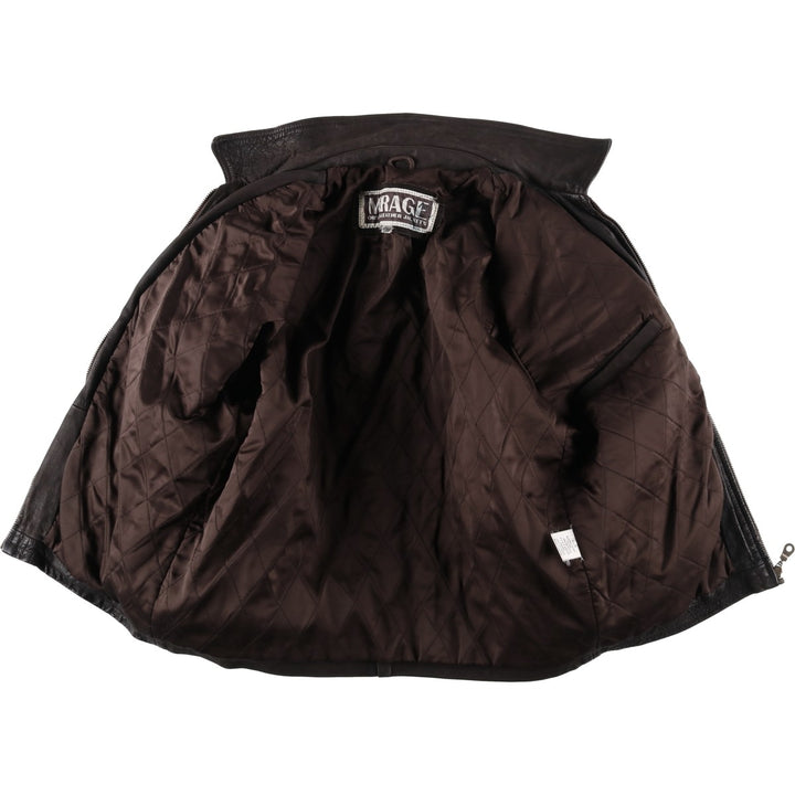MIRAGE Leather Sports Jacket, Men's Size L (Equivalent), Padded genuine leather brown type Vintage Second Hand