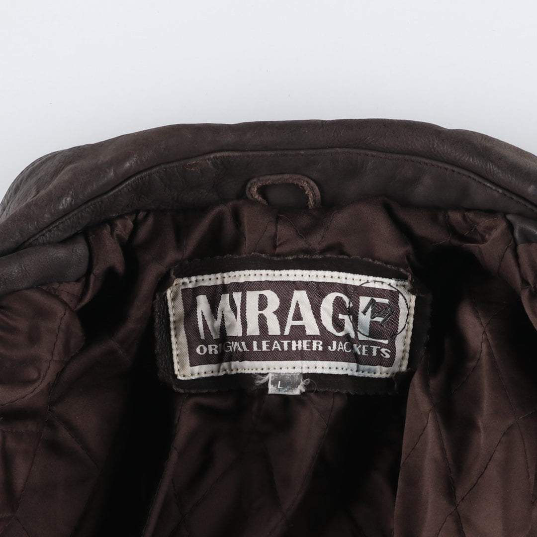 MIRAGE Leather Sports Jacket, Men's Size L (Equivalent), Padded genuine leather brown type Vintage Second Hand