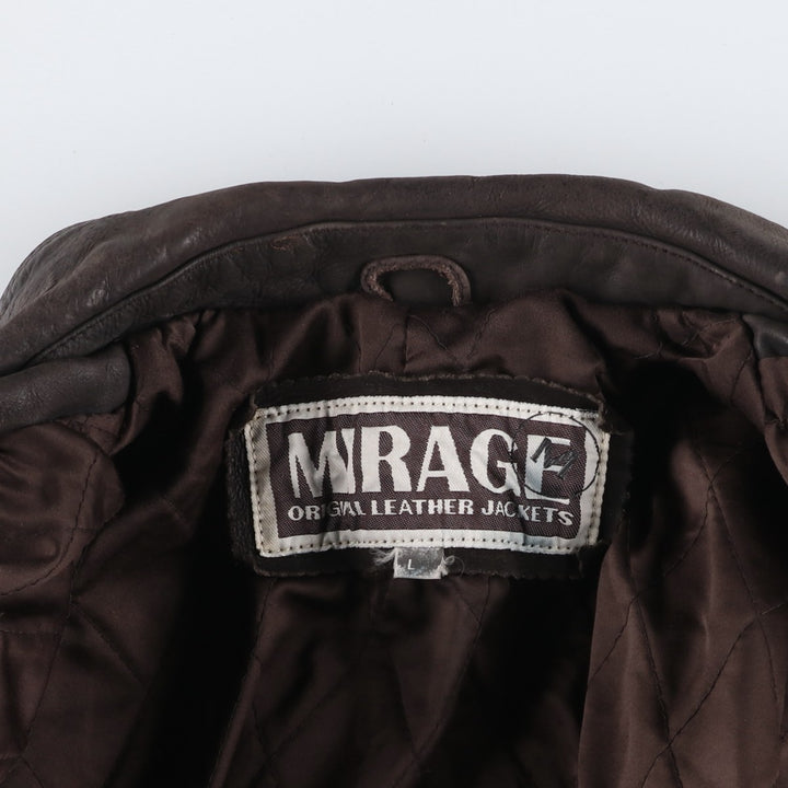 MIRAGE Leather Sports Jacket, Men's Size L (Equivalent), Padded genuine leather brown type Vintage Second Hand