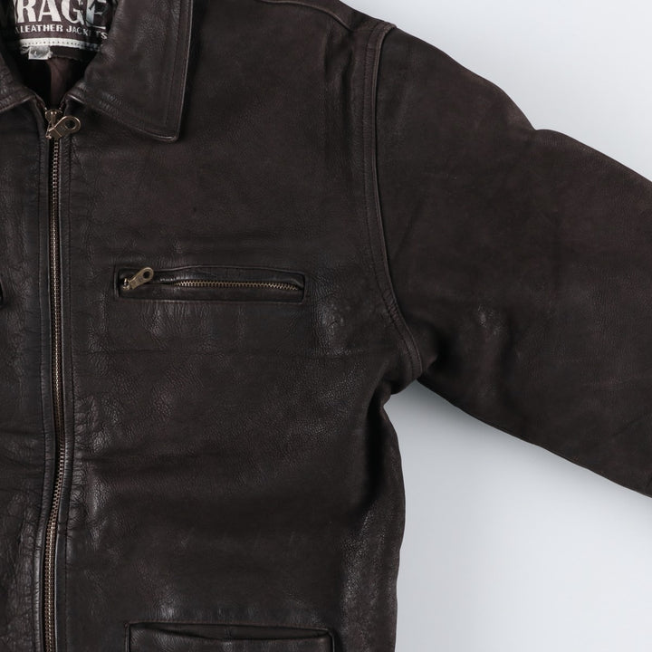 MIRAGE Leather Sports Jacket, Men's Size L (Equivalent), Padded genuine leather brown type Vintage Second Hand