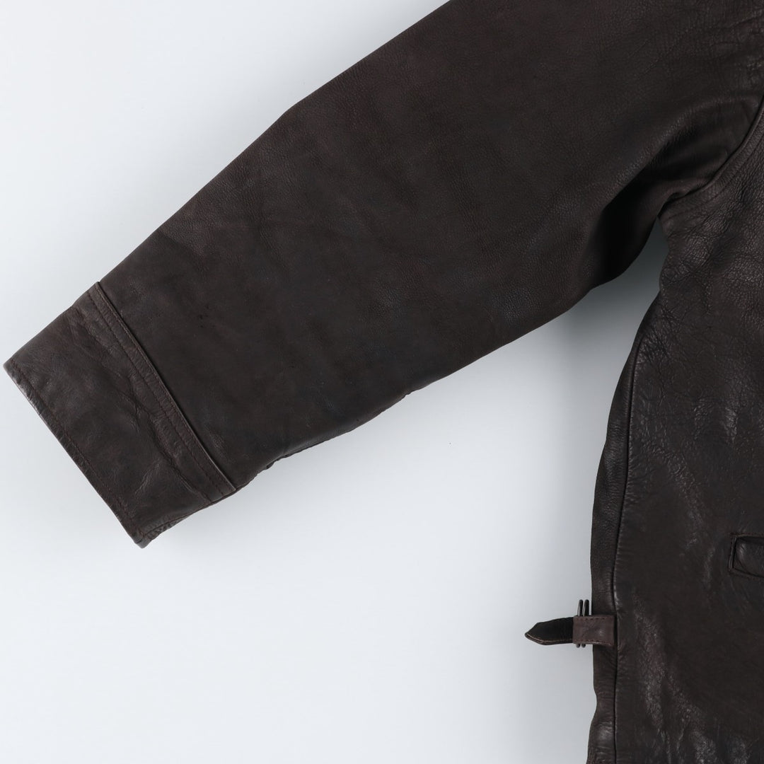 MIRAGE Leather Sports Jacket, Men's Size L (Equivalent), Padded genuine leather brown type Vintage Second Hand