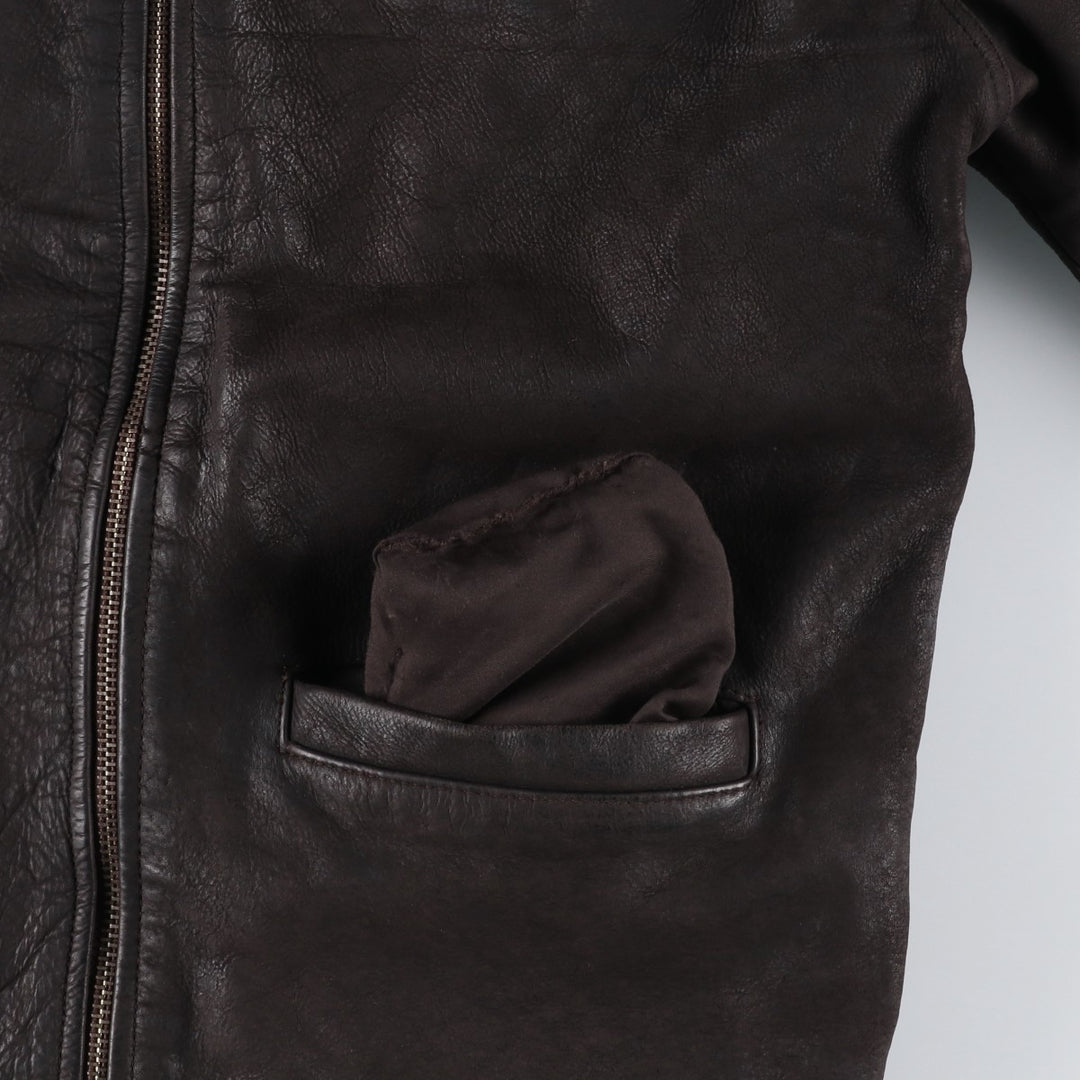 MIRAGE Leather Sports Jacket, Men's Size L (Equivalent), Padded genuine leather brown type Vintage Second Hand