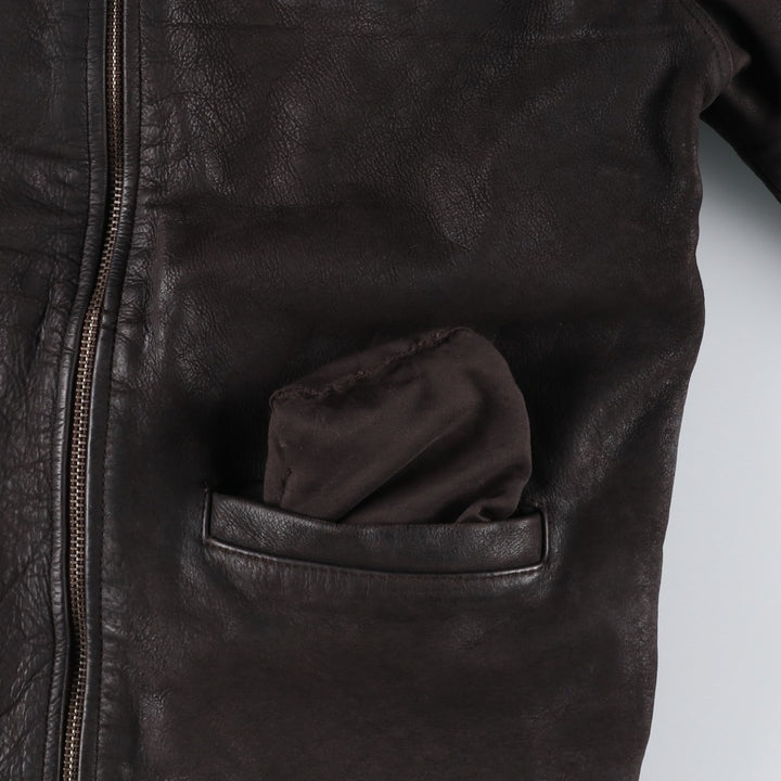 MIRAGE Leather Sports Jacket, Men's Size L (Equivalent), Padded genuine leather brown type Vintage Second Hand
