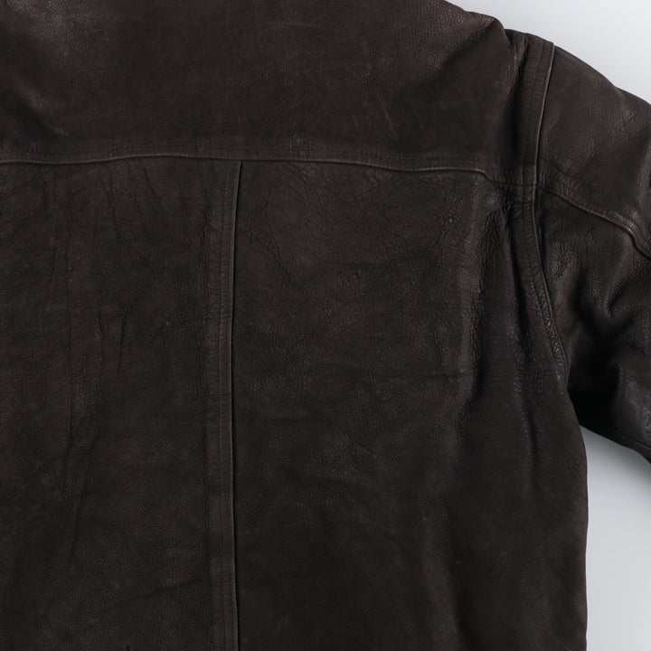 MIRAGE Leather Sports Jacket, Men's Size L (Equivalent), Padded genuine leather brown type Vintage Second Hand