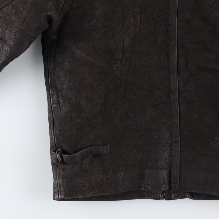 MIRAGE Leather Sports Jacket, Men's Size L (Equivalent), Padded genuine leather brown type Vintage Second Hand