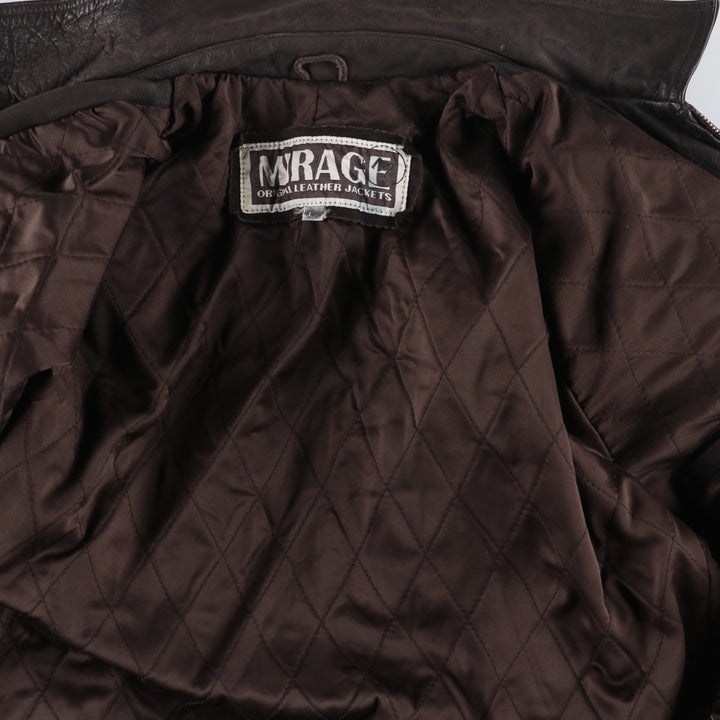 MIRAGE Leather Sports Jacket, Men's Size L (Equivalent), Padded genuine leather brown type Vintage Second Hand