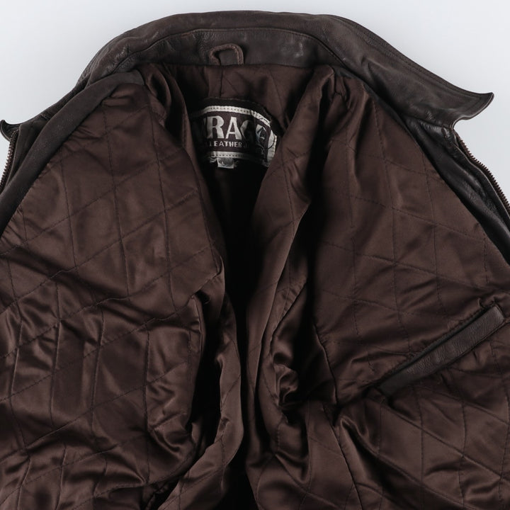 MIRAGE Leather Sports Jacket, Men's Size L (Equivalent), Padded genuine leather brown type Vintage Second Hand