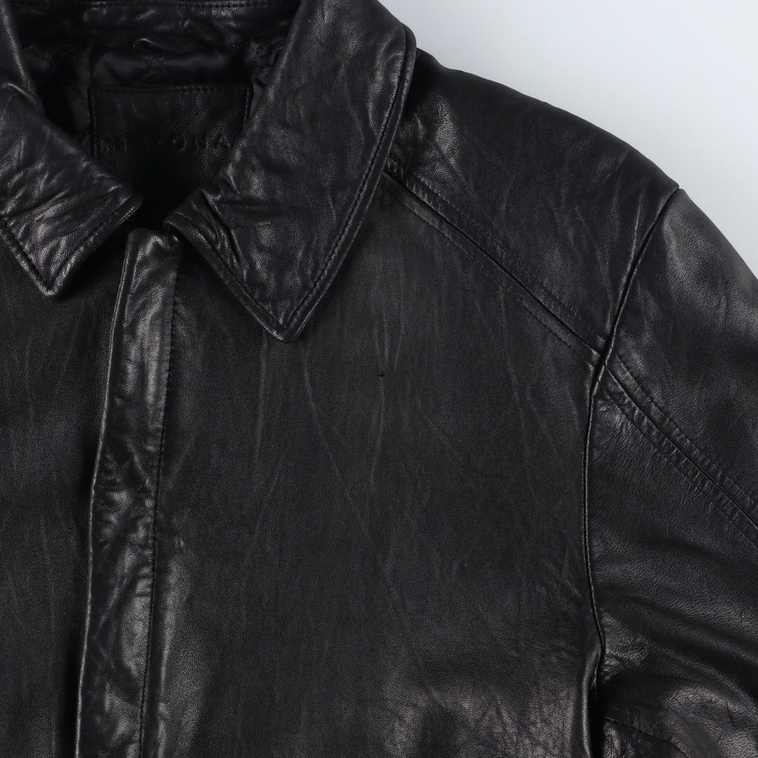 MERONA Padded Leather Blouson, Men's Size L (approx.) genuine leather black type Vintage Second Hand