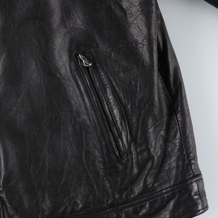 MERONA Padded Leather Blouson, Men's Size L (approx.) genuine leather black type Vintage Second Hand