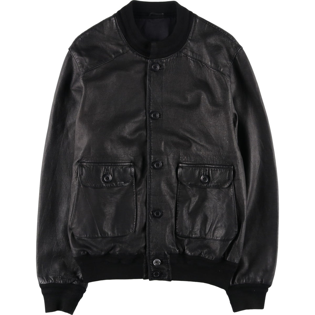 Leather blouson, men's size M unclear black type Vintage Second Hand