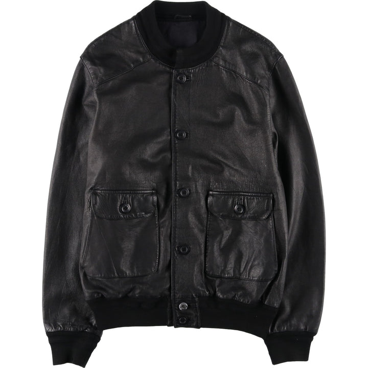 Leather blouson, men's size M unclear black type Vintage Second Hand