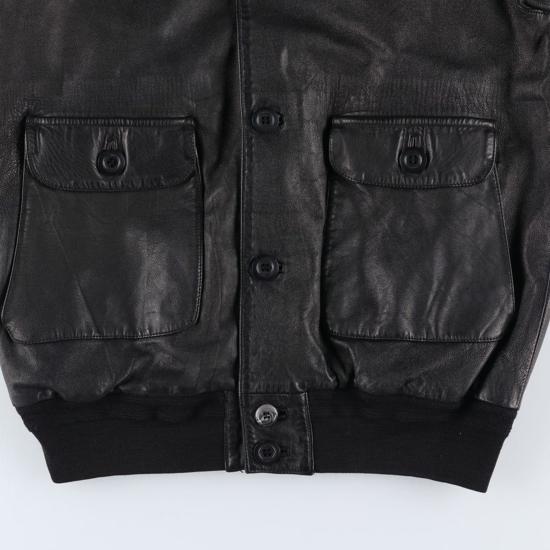 Leather blouson, men's size M unclear black type Vintage Second Hand