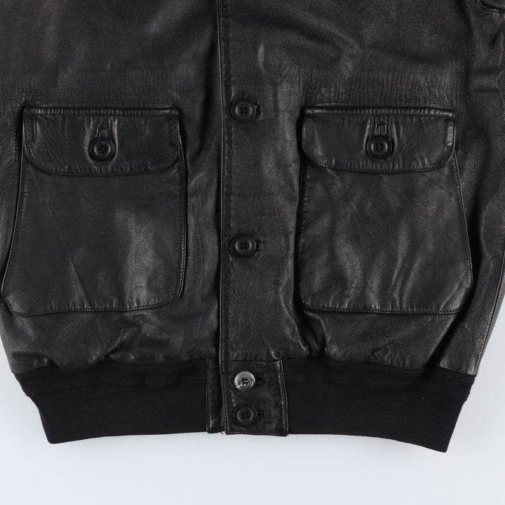 Leather blouson, men's size M unclear black type Vintage Second Hand