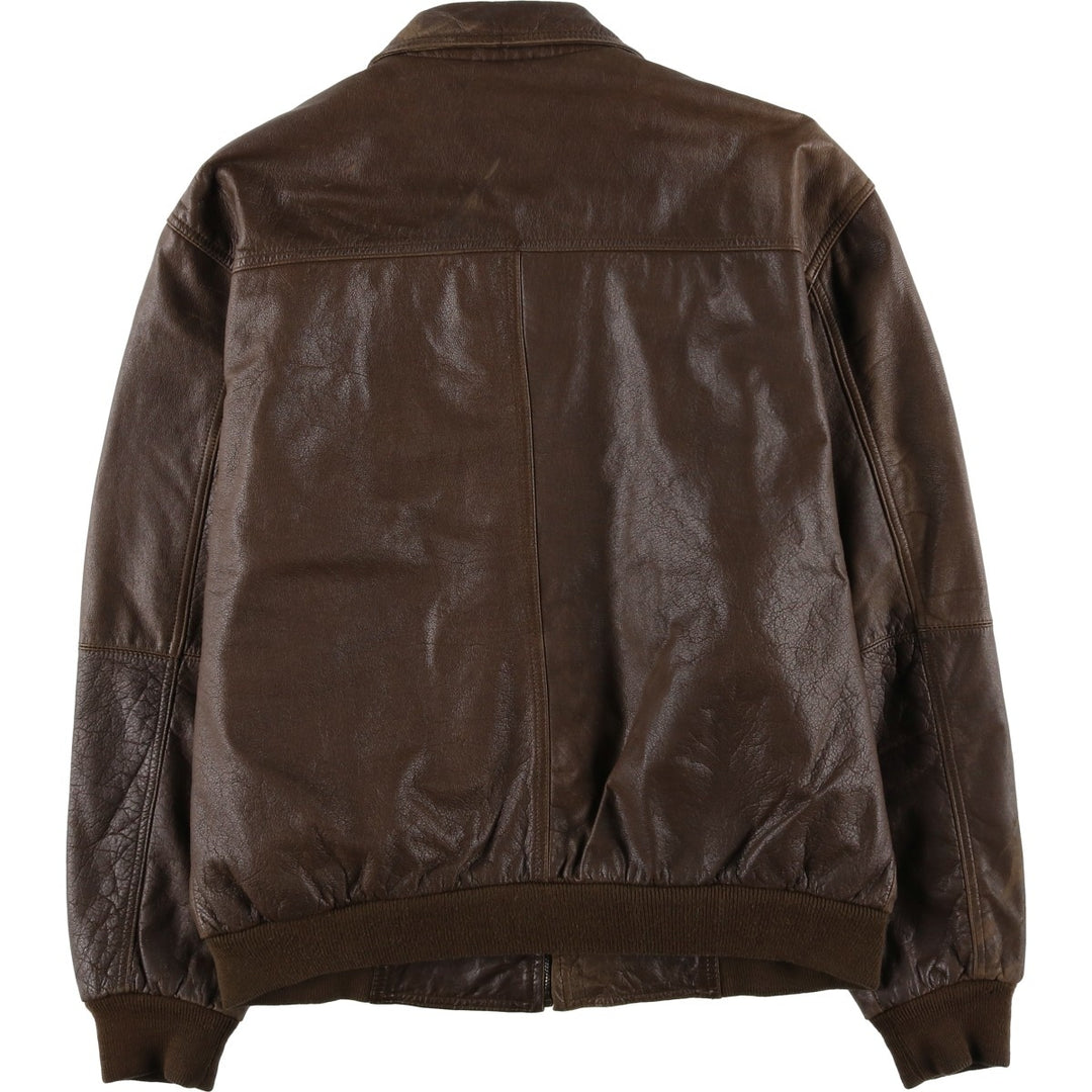 St. John's Bay padded leather blouson, men's size L (approx.) genuine leather brown type Vintage Second Hand