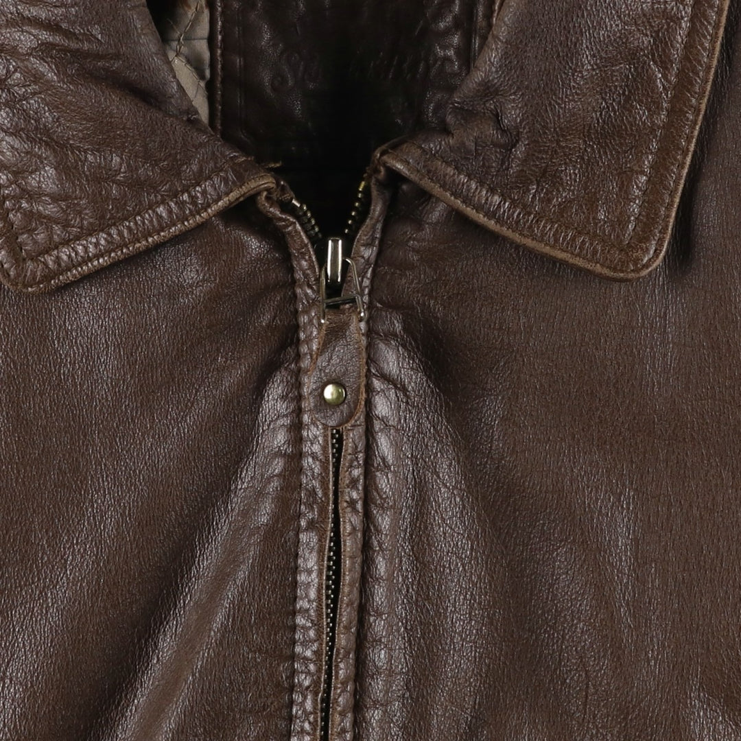 St. John's Bay padded leather blouson, men's size L (approx.) genuine leather brown type Vintage Second Hand