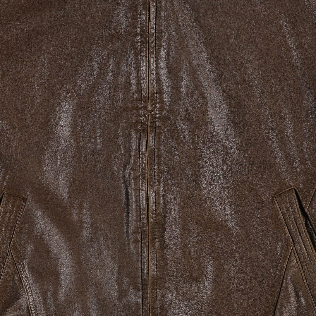 St. John's Bay padded leather blouson, men's size L (approx.) genuine leather brown type Vintage Second Hand