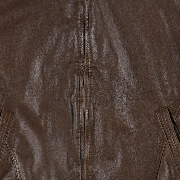 St. John's Bay padded leather blouson, men's size L (approx.) genuine leather brown type Vintage Second Hand