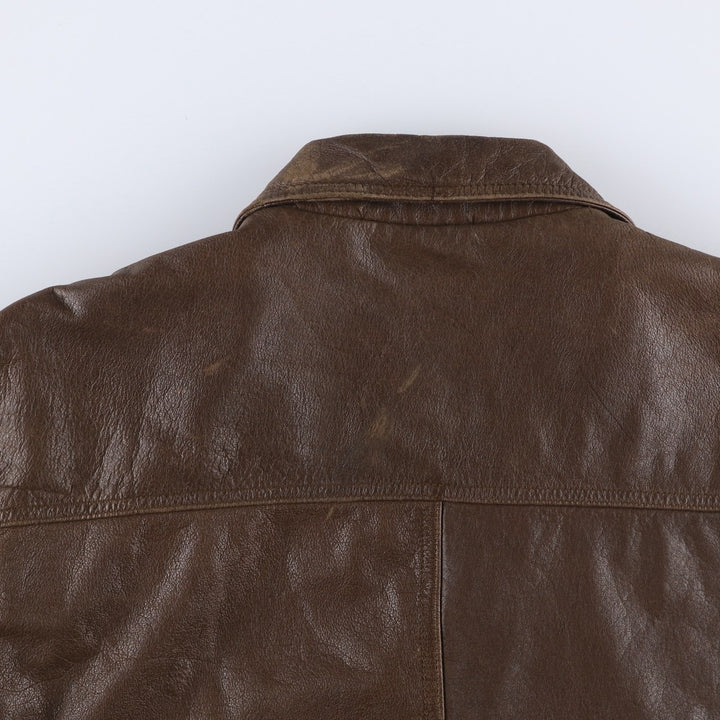 St. John's Bay padded leather blouson, men's size L (approx.) genuine leather brown type Vintage Second Hand
