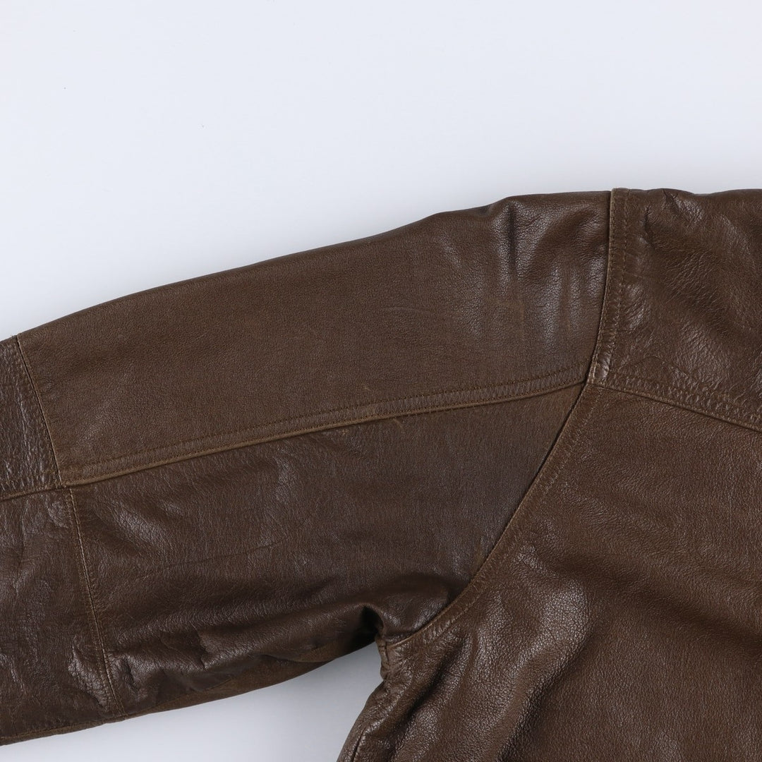 St. John's Bay padded leather blouson, men's size L (approx.) genuine leather brown type Vintage Second Hand