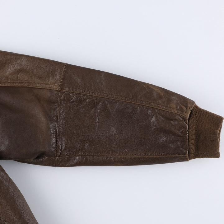 St. John's Bay padded leather blouson, men's size L (approx.) genuine leather brown type Vintage Second Hand