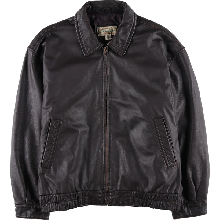 1990'S St. John's Bay Swing Top Style Padded Leather Blouson, Men's Size XL (Equivalent), Vintage genuine leather brown type Vintage Second Hand