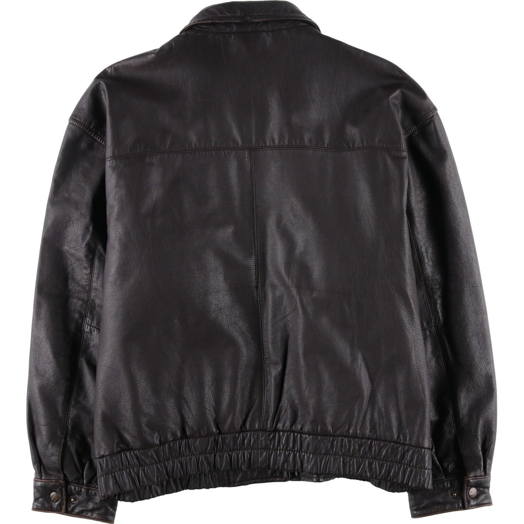 1990'S St. John's Bay Swing Top Style Padded Leather Blouson, Men's Size XL (Equivalent), Vintage genuine leather brown type Vintage Second Hand